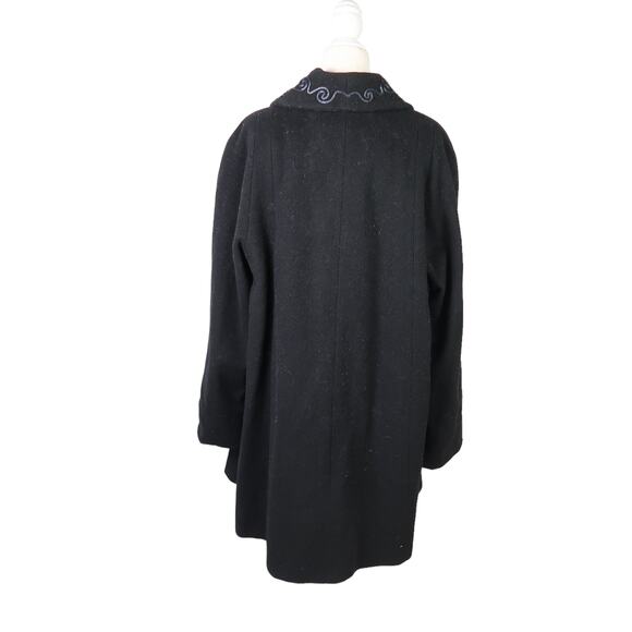 Vintage 80s Leslie Fay black wool swing coat 14 - Picture 4 of 9